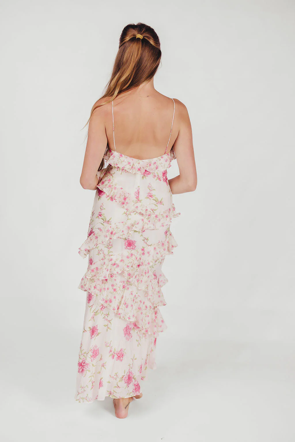 Women's Maxi Dress – Ruffles – Wrap Style – V-Neck – Spaghetti Straps – Airy Fabric - Image 7