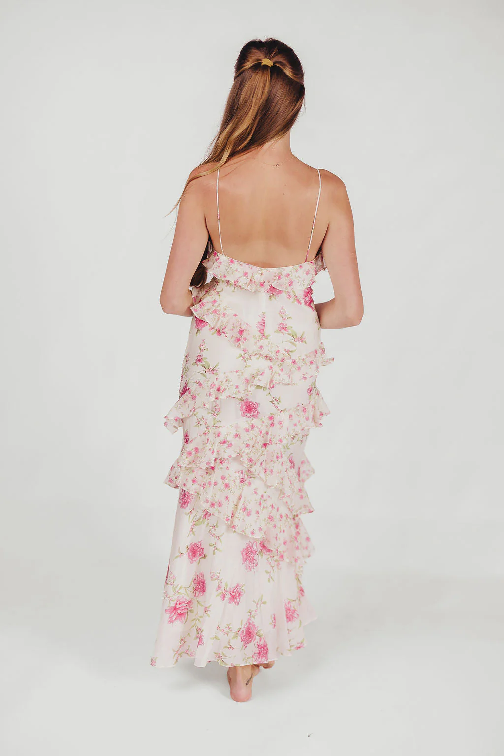 Women's Maxi Dress – Ruffles – Wrap Style – V-Neck – Spaghetti Straps – Airy Fabric - Image 8