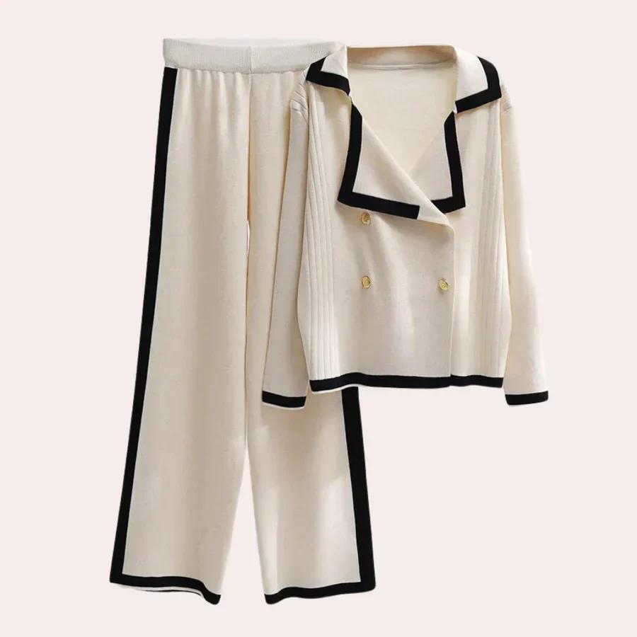 Women's Blazer - Knitted Double-Breasted - Tailored Fit - Contrasting Finish - Image 5