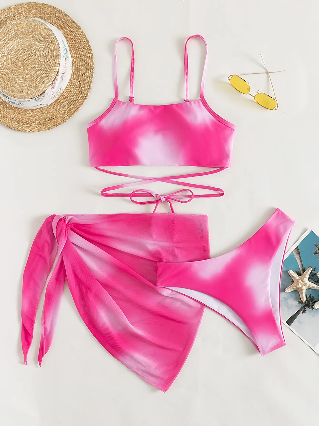 Women's Bikini Set – Bandeau Top with Crisscross Straps – High Waist Brief – Modern Design - Image 8