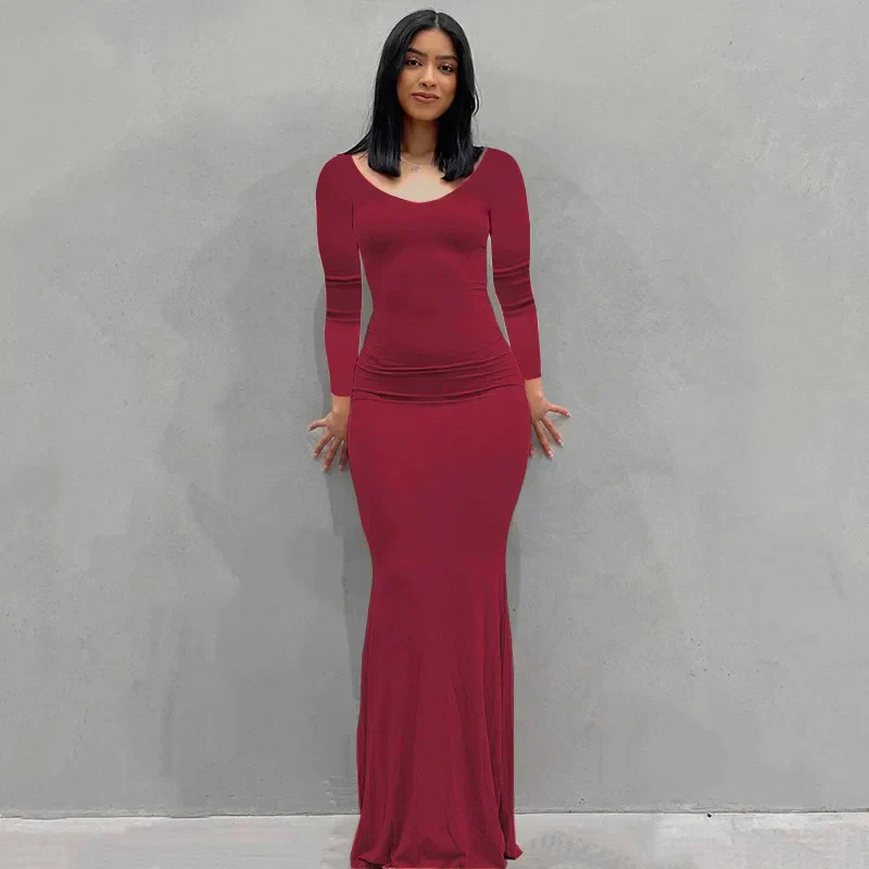 Ladies Evening Dress – Fitted – Straight Neckline – Long Dress – Elegant Fit - Image 8