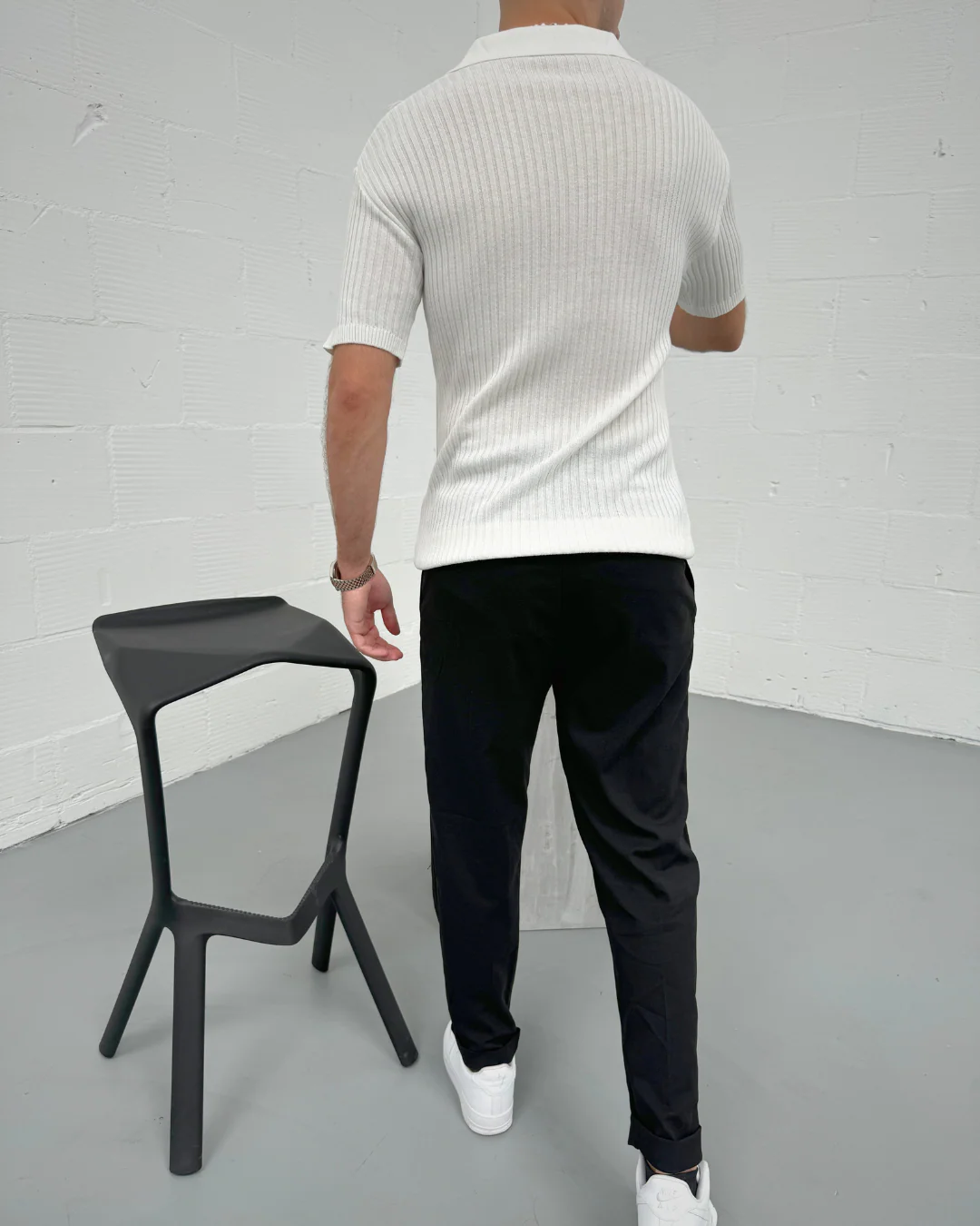 Men's Polo Shirt - Ribbed - Slim Fit - Short Sleeve - Casual Smart Look - Image 2