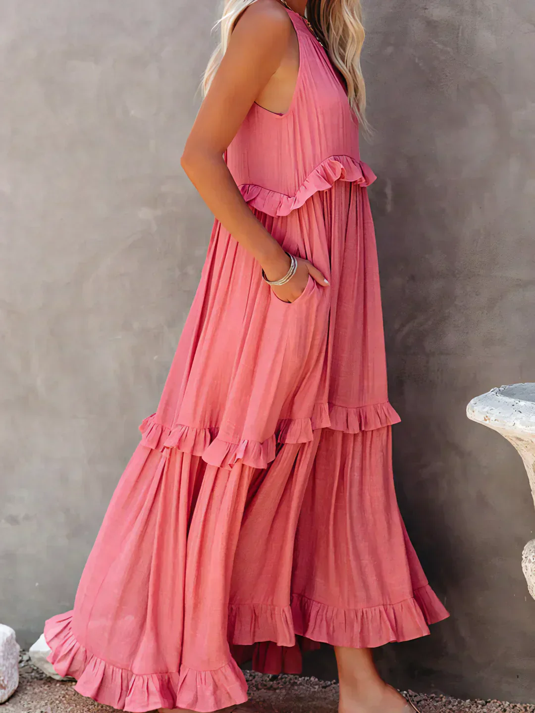 Ladies Maxi Dress – Sleeveless – Halterneck – Layered Skirt – Airy Fit - Image 10