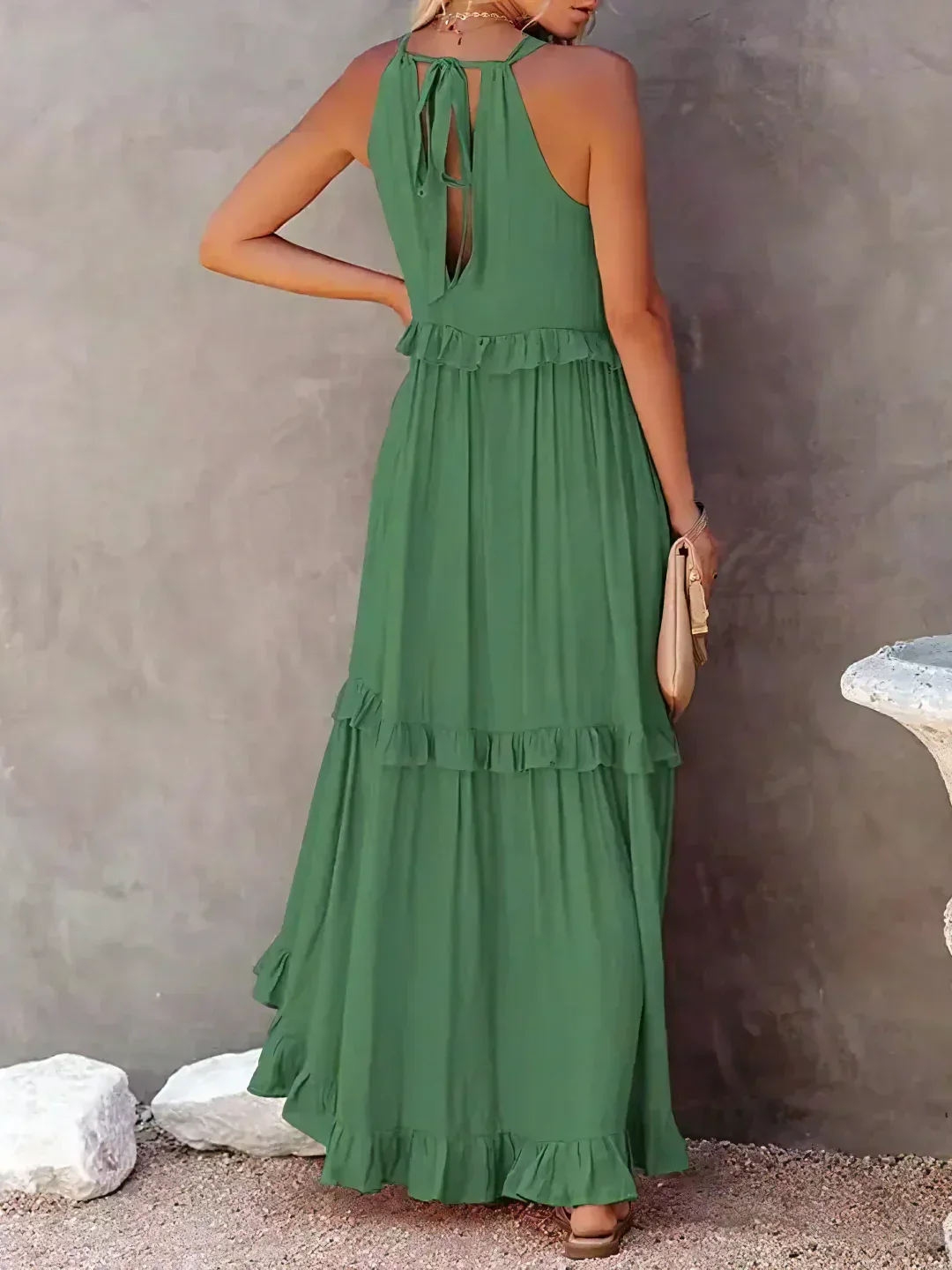 Ladies Maxi Dress – Sleeveless – Halterneck – Layered Skirt – Airy Fit - Image 17