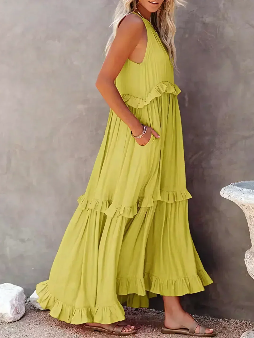 Ladies Maxi Dress – Sleeveless – Halterneck – Layered Skirt – Airy Fit - Image 20