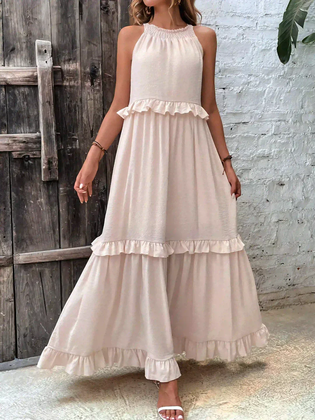 Ladies Maxi Dress – Sleeveless – Halterneck – Layered Skirt – Airy Fit - Image 5