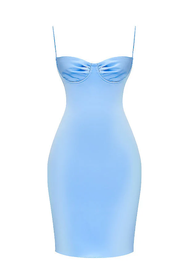 Women's Bodycon Dress - Satin Look - Sweetheart Neckline - Spaghetti Straps - Elegant Fit - Image 6