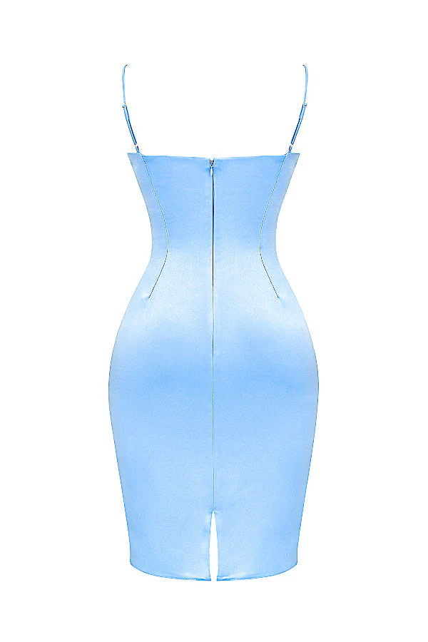 Women's Bodycon Dress - Satin Look - Sweetheart Neckline - Spaghetti Straps - Elegant Fit - Image 7