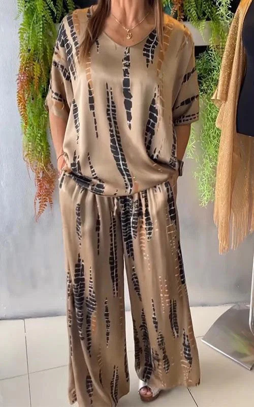 Women's Lounge Set – Oversized Top & Wide-Leg Pants – Abstract Print – Comfort Fit - Image 5