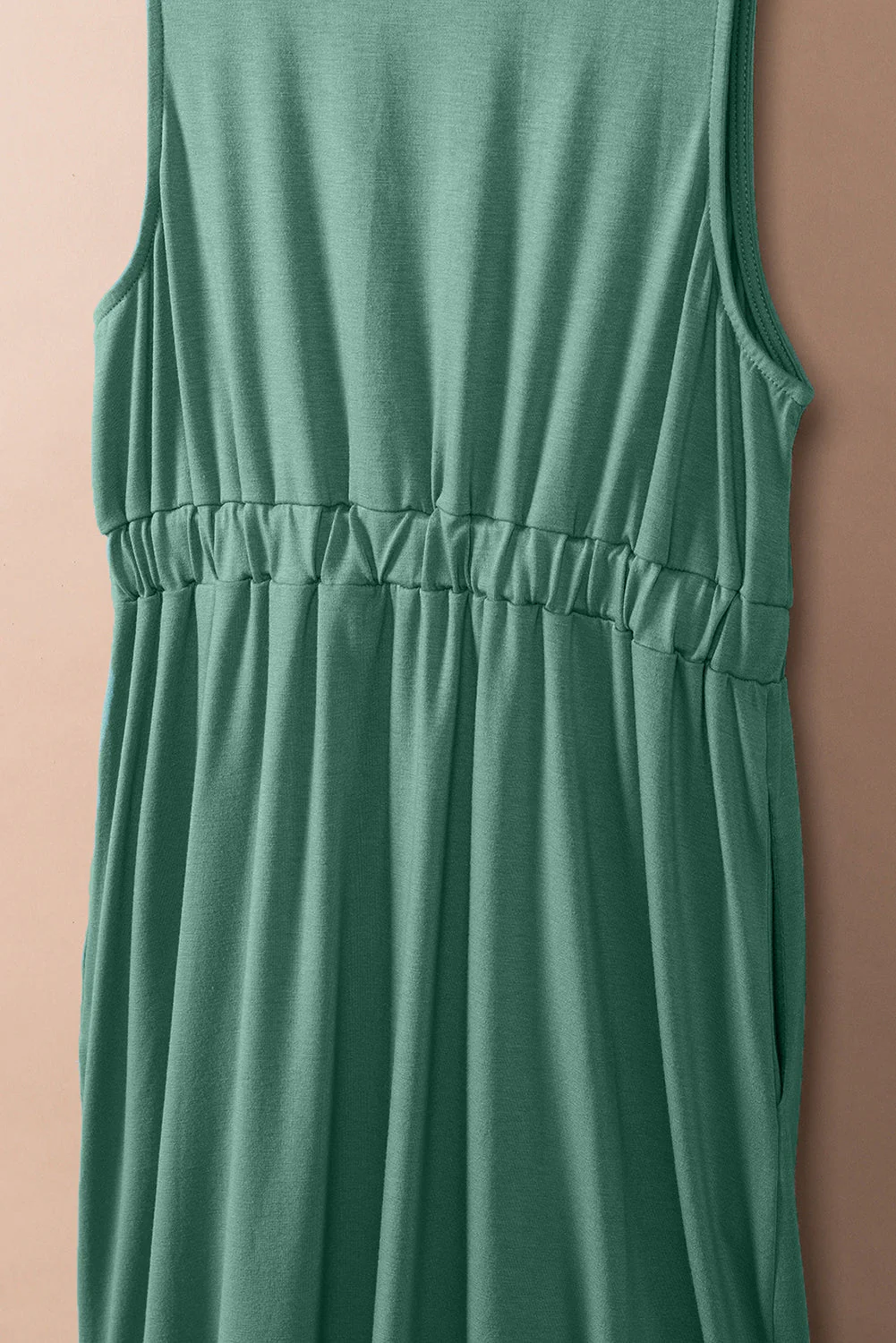 Women's Dress - Sleeveless - Button Closure - V-neck - Elastic Waist - Casual Fit - Image 12