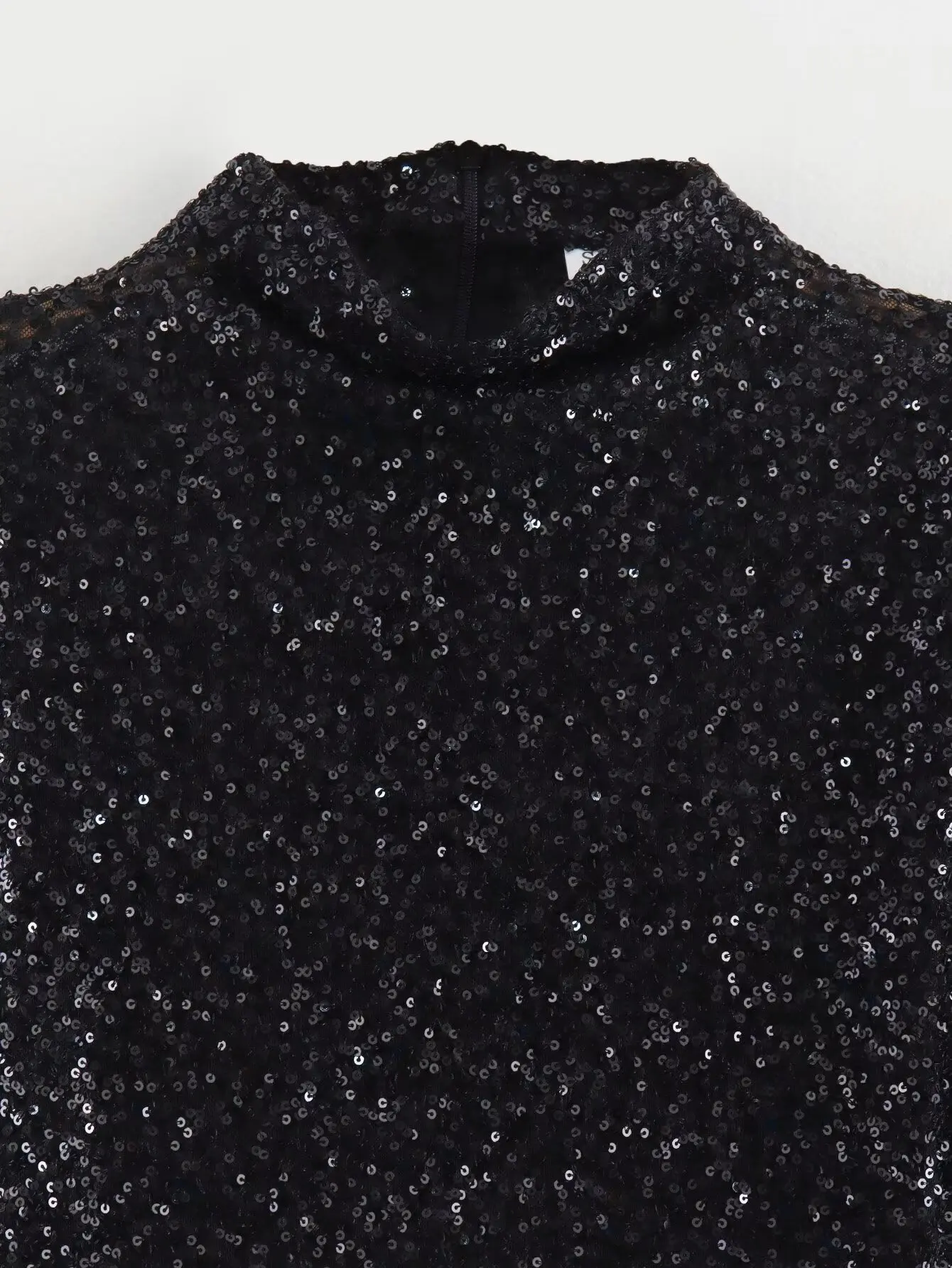 Women's Mini Dress - Sequin Design - High Neckline - Padded Shoulders - Slim Fit Partywear - Image 10