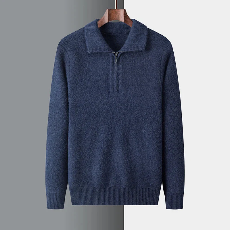 Sebastian Regular Fit Quarter-Zip Sweater | Collared Ribbed Sweater - Image 2