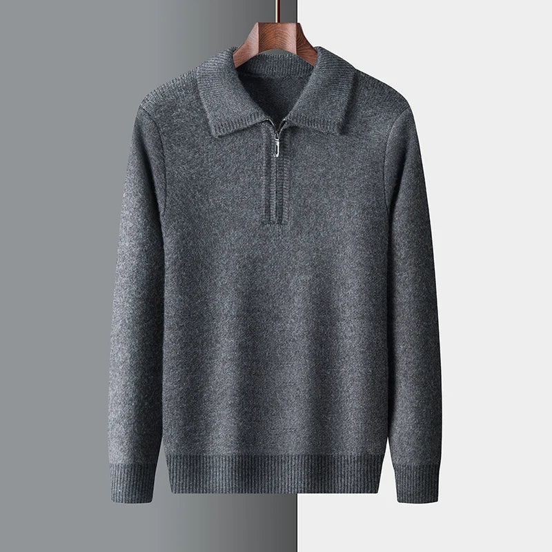 Sebastian Regular Fit Quarter-Zip Sweater | Collared Ribbed Sweater - Image 3
