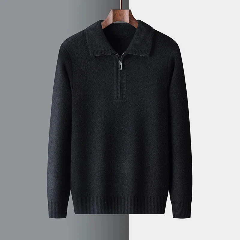 Sebastian Regular Fit Quarter-Zip Sweater | Collared Ribbed Sweater - Image 5