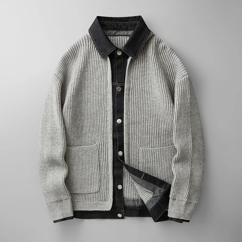 Sebastian Relaxed Fit Knit Jacket | Collared Button Front Knit Jacket - Image 3