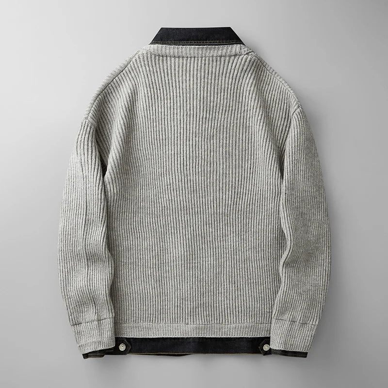 Sebastian Relaxed Fit Knit Jacket | Collared Button Front Knit Jacket - Image 4