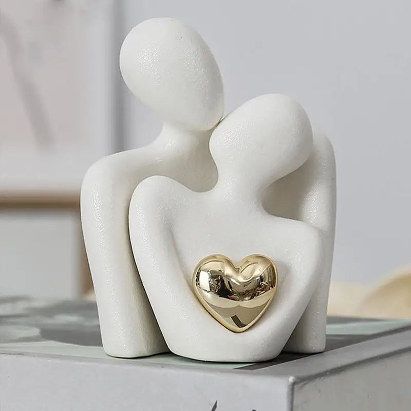 Modern Abstract Art Piece with Metal Heart Feature - Image 2