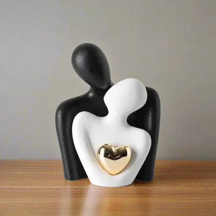 Modern Abstract Art Piece with Metal Heart Feature - Image 3