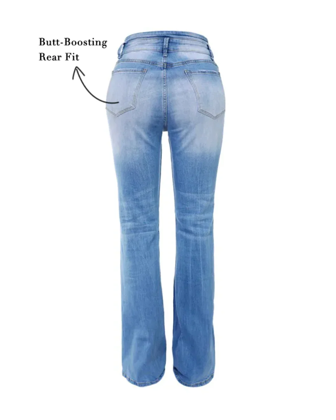 Women's Flared Jeans - High Waist - Button Fly - Slim Fit Stretch Denim - Image 6