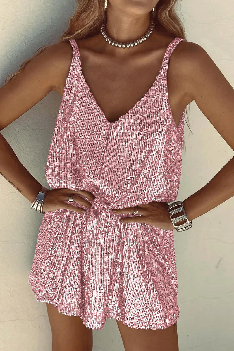 Ladies Mini Dress - Sleeveless - Sequins - V-Neck - Spaghetti Straps - Elegant Fit - Image 14