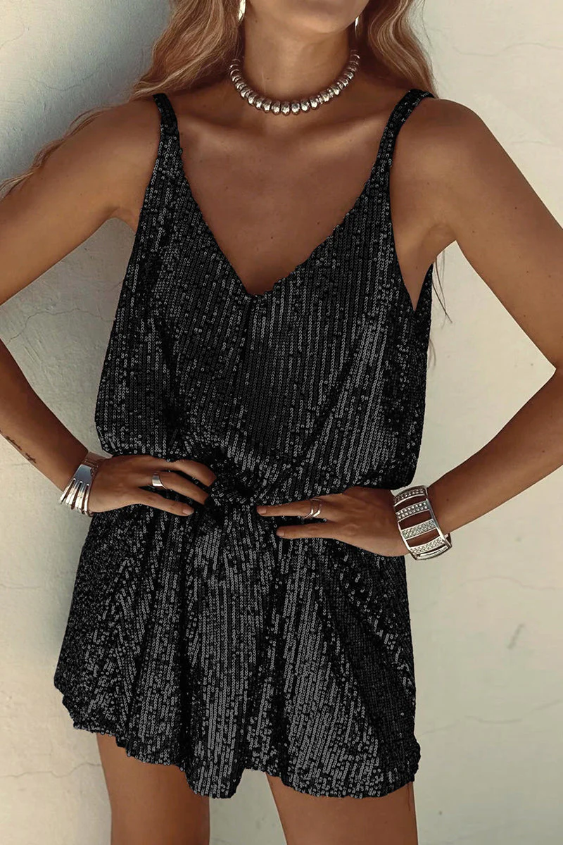 Ladies Mini Dress - Sleeveless - Sequins - V-Neck - Spaghetti Straps - Elegant Fit - Image 17