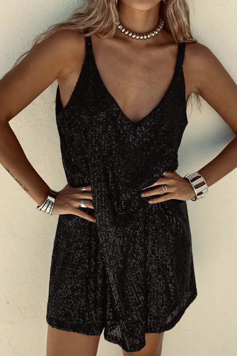 Ladies Mini Dress - Sleeveless - Sequins - V-Neck - Spaghetti Straps - Elegant Fit - Image 18