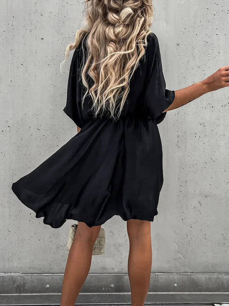 Ladies Wrap Dress – Elbow-Length Sleeves – V-Neck – Light Flowy Fabric – Elegant Fit - Image 4