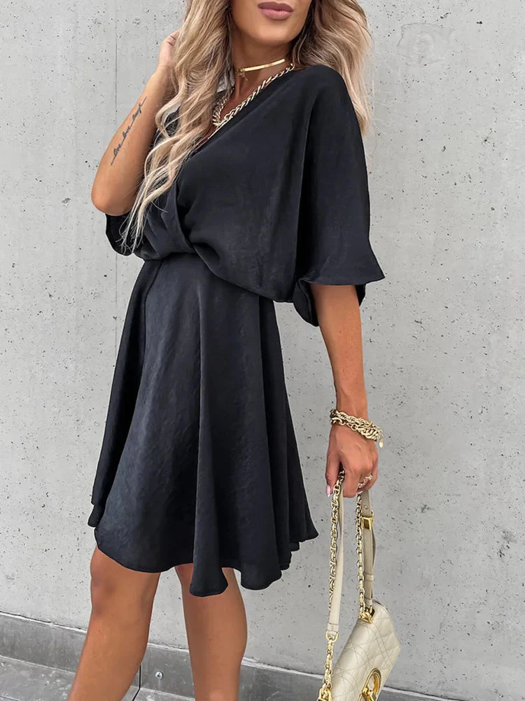Ladies Wrap Dress – Elbow-Length Sleeves – V-Neck – Light Flowy Fabric – Elegant Fit - Image 5