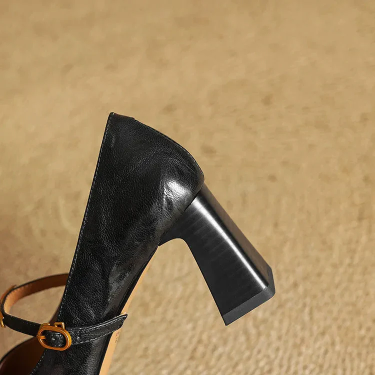Sienna Block Heel Mary Jane Heels | Square Toe Strap Mary Jane Heels - Image 15