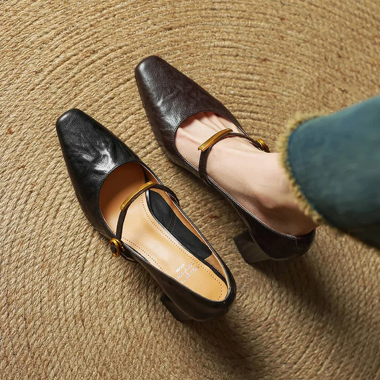Sienna Block Heel Mary Jane Heels | Square Toe Strap Mary Jane Heels - Image 19