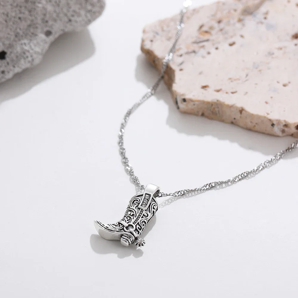 Sienna Pendant Necklace | Cowboy Boot Shape Fur Trim Spur Pendant Necklace - Image 4