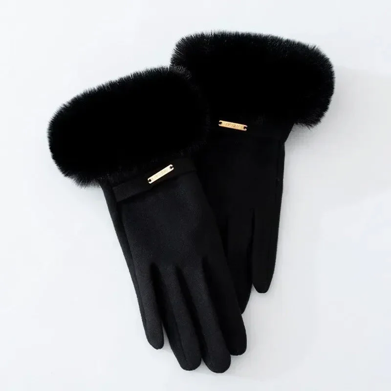 Sienna Plush Cuff Wrist-Length Gloves | Metallic Accent Gloves - Image 11