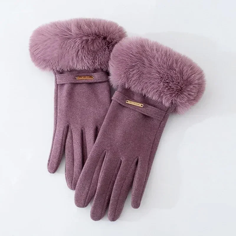 Sienna Plush Cuff Wrist-Length Gloves | Metallic Accent Gloves - Image 3
