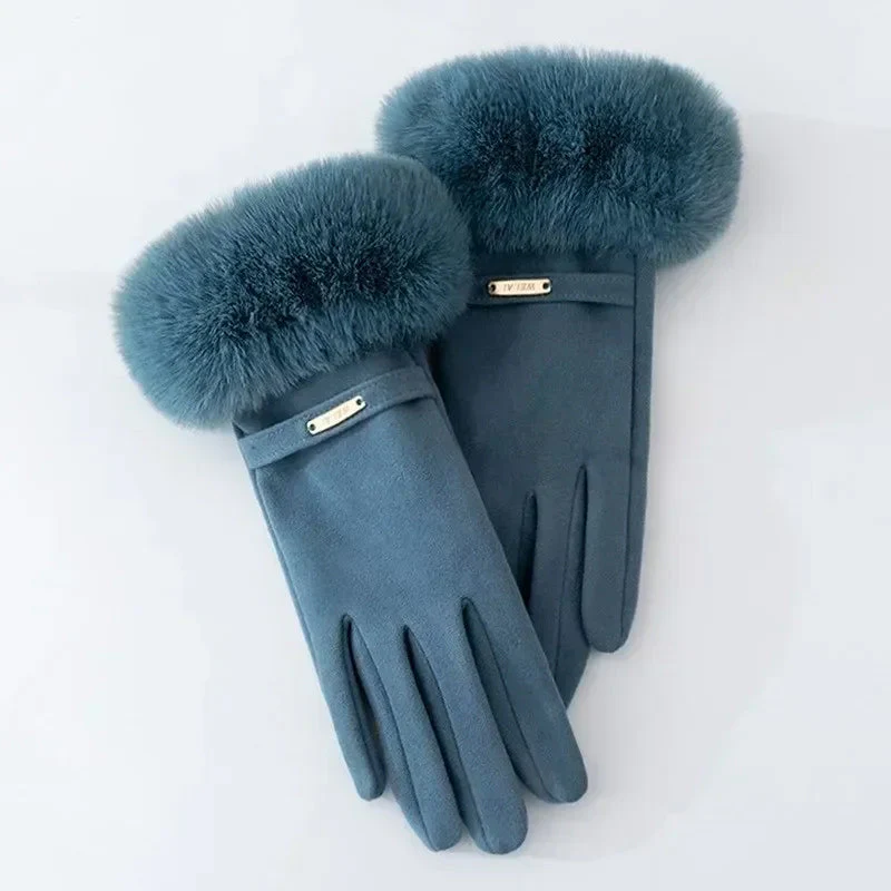 Sienna Plush Cuff Wrist-Length Gloves | Metallic Accent Gloves - Image 5