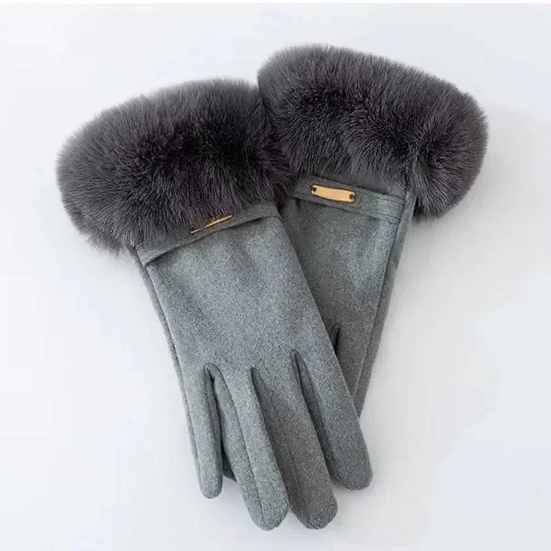 Sienna Plush Cuff Wrist-Length Gloves | Metallic Accent Gloves - Image 7