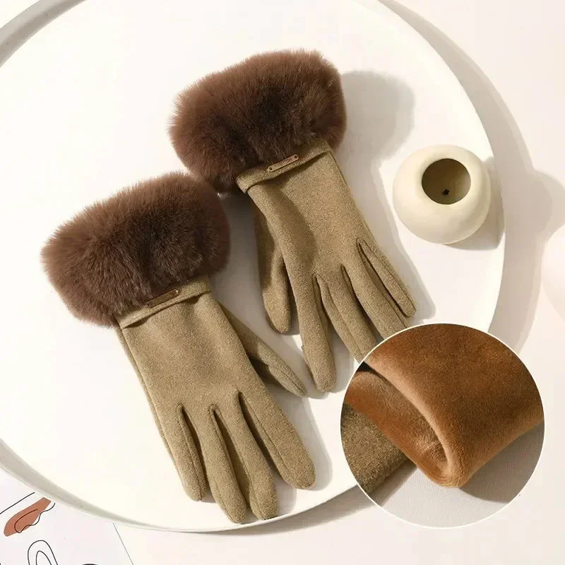 Sienna Plush Cuff Wrist-Length Gloves | Metallic Accent Gloves - Image 8