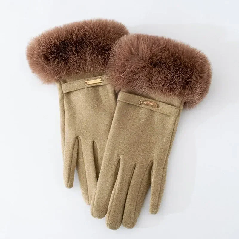 Sienna Plush Cuff Wrist-Length Gloves | Metallic Accent Gloves - Image 9