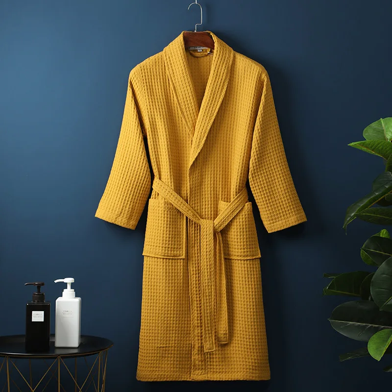 Sienna Waffle Knit Relaxed Fit Bathrobe | Shawl Collar Patch Pockets Bathrobe - Image 9