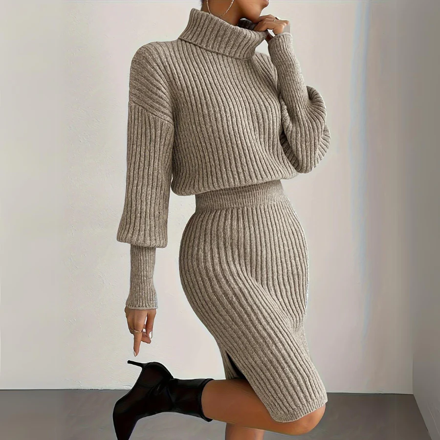 Sienna Bodycon Dress | Ribbed Turtleneck Mini Dress - Image 6