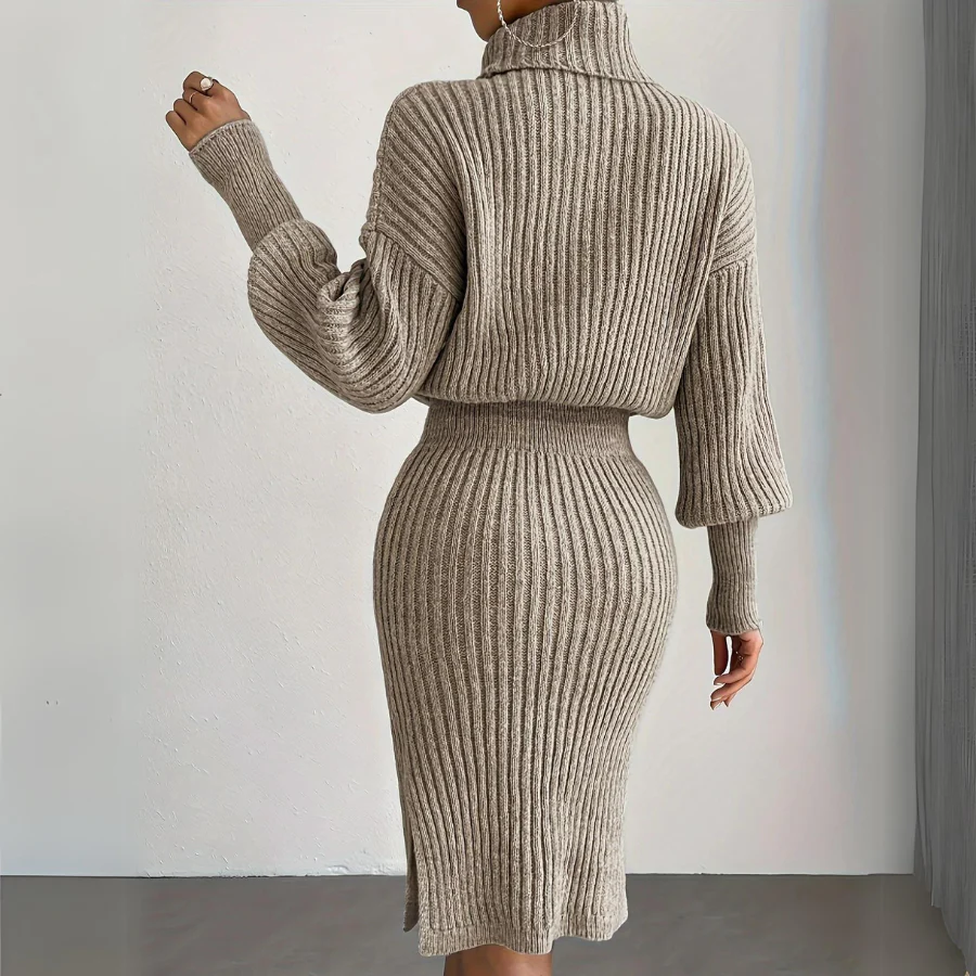 Sienna Bodycon Dress | Ribbed Turtleneck Mini Dress - Image 7