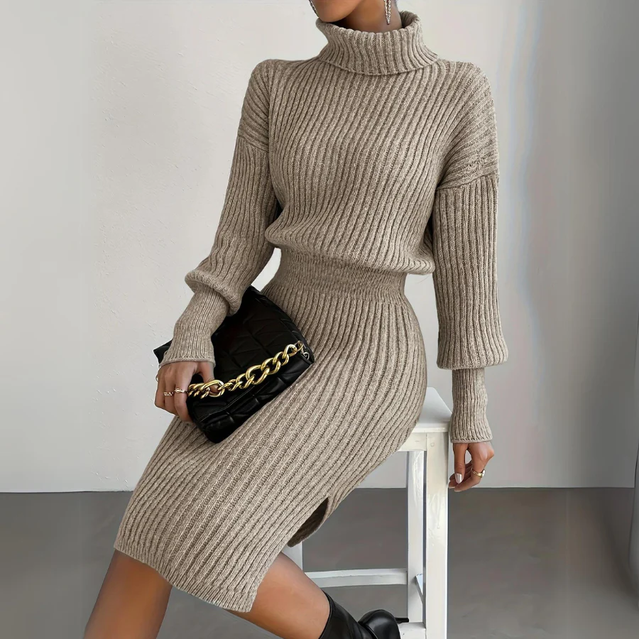 Sienna Bodycon Dress | Ribbed Turtleneck Mini Dress - Image 9
