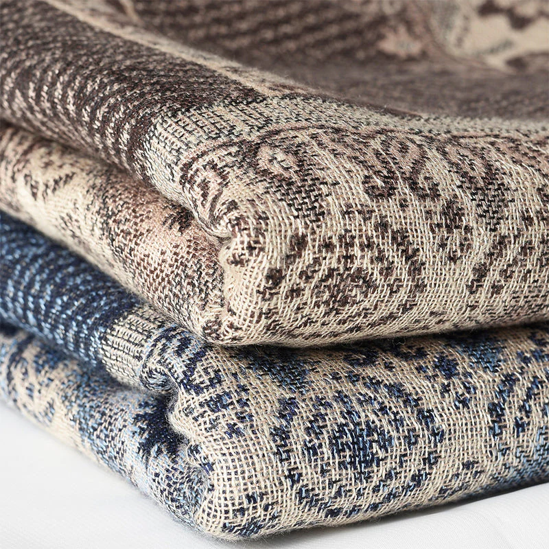 Sienna Draped Scarf | Jacquard Pattern Fringe Scarf - Image 3