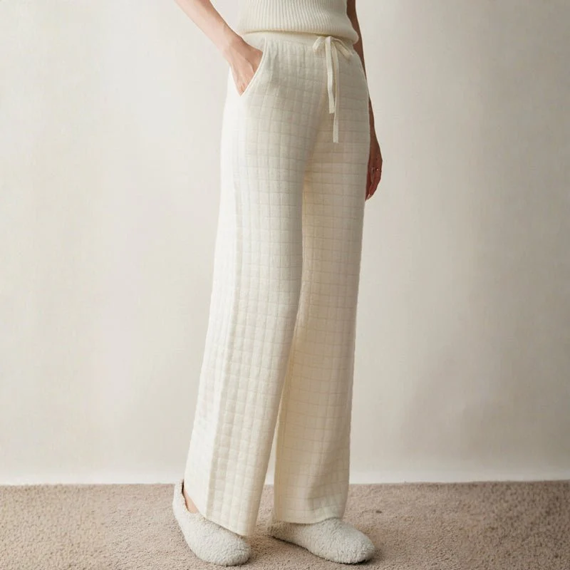 Sienna Quilted Wide Leg Pants | Relaxed Fit Drawstring Pants - Image 2