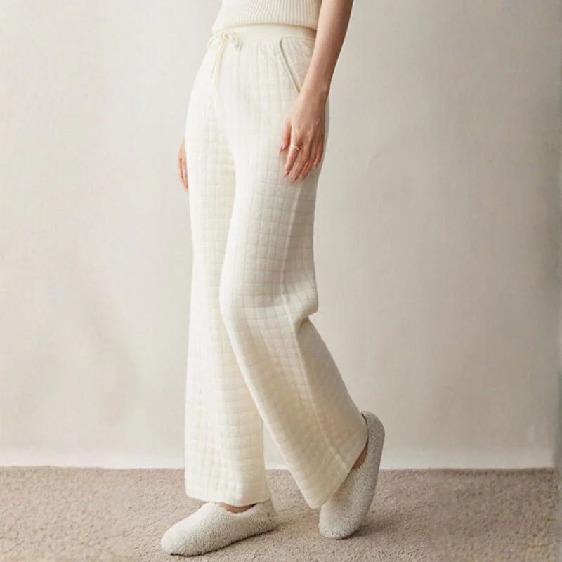 Sienna Quilted Wide Leg Pants | Relaxed Fit Drawstring Pants - Image 3