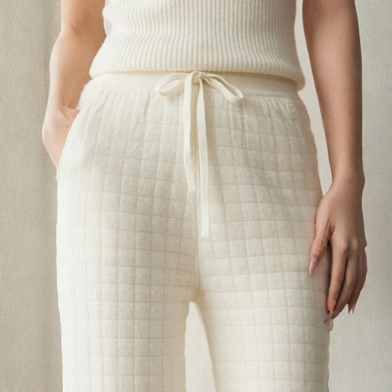 Sienna Quilted Wide Leg Pants | Relaxed Fit Drawstring Pants - Image 4