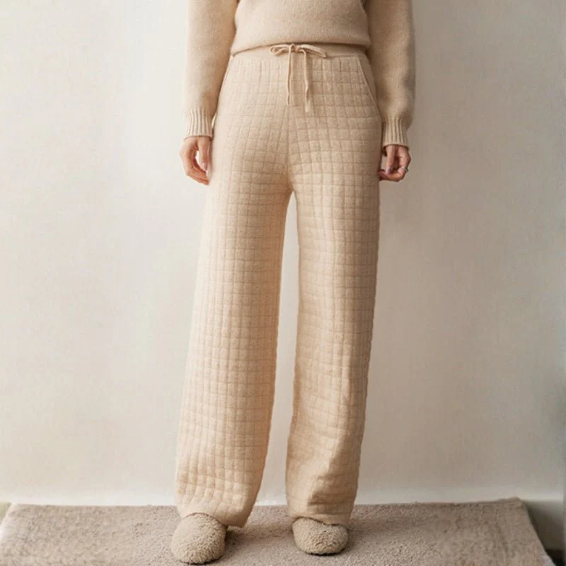 Sienna Quilted Wide Leg Pants | Relaxed Fit Drawstring Pants - Image 6