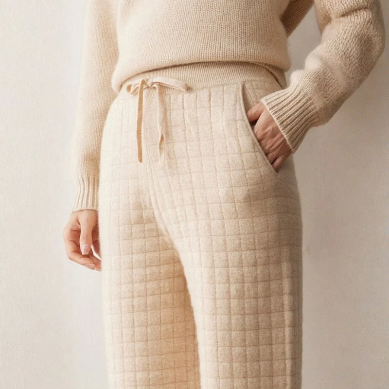 Sienna Quilted Wide Leg Pants | Relaxed Fit Drawstring Pants - Image 8