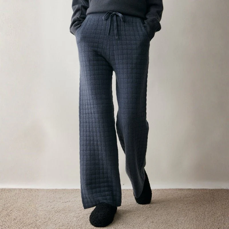 Sienna Quilted Wide Leg Pants | Relaxed Fit Drawstring Pants - Image 9