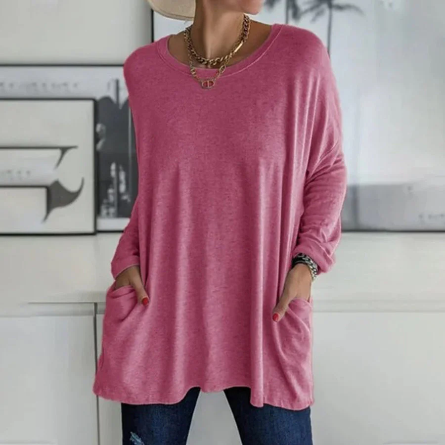 Ladies Tunic - Loose Fit - Round Neck - Long Sleeves - With Side Pockets - Image 4