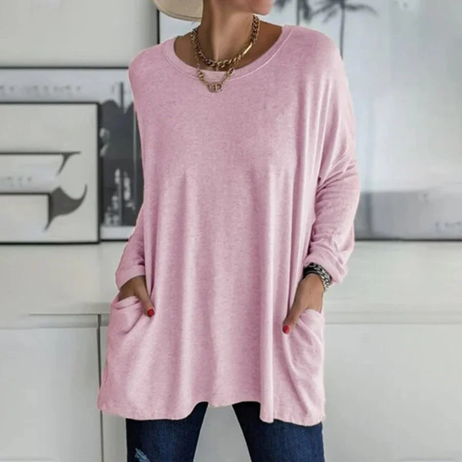 Ladies Tunic - Loose Fit - Round Neck - Long Sleeves - With Side Pockets - Image 5